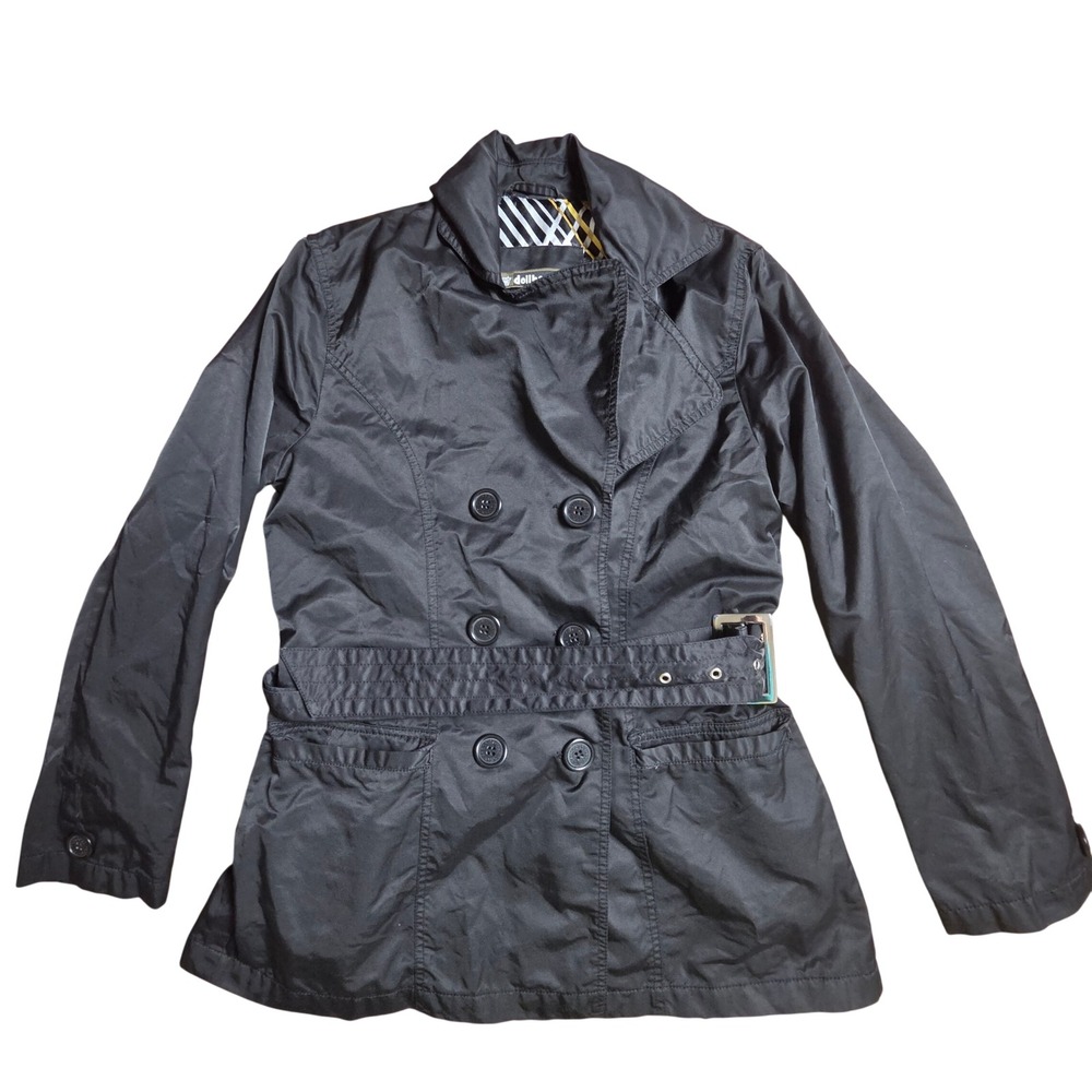 Dollhouse Double Breasted Belted Trench Coat Jacket S 51661BLK Indie Sleek
